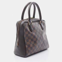 Pre Owned Louis Vuitton Brera Brown Ebene Damier Canvas Leather Handbag 