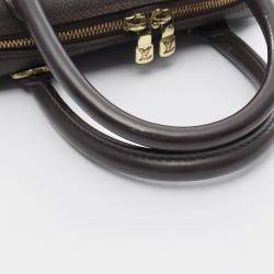 Pre Owned Louis Vuitton Brera Brown Ebene Damier Canvas Leather Handbag 