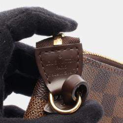 Pre Owned Louis Vuitton Pochette Accessoires Damier Ebene Leather Handbag 