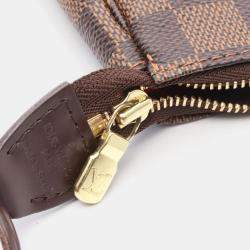 Pre Owned Louis Vuitton Pochette Accessoires Damier Ebene Leather Handbag 