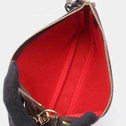 Pre Owned Louis Vuitton Pochette Accessoires Damier Ebene Leather Handbag 