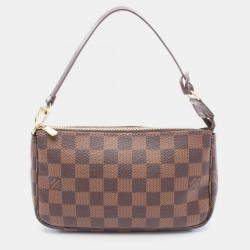 Pre Owned Louis Vuitton Pochette Accessoires Damier Ebene Leather Handbag 