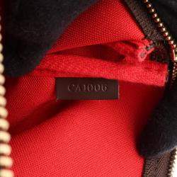 Pre Owned Louis Vuitton Pochette Accessoires Damier Ebene Leather Handbag 