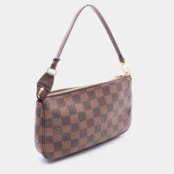 Pre Owned Louis Vuitton Pochette Accessoires Damier Ebene Leather Handbag 