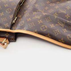 Pre Owned Louis Vuitton Menilmontant MM Brown Monogram Leather Crossbody Bag