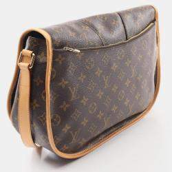 Pre Owned Louis Vuitton Menilmontant MM Brown Monogram Leather Crossbody Bag