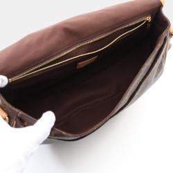 Pre Owned Louis Vuitton Menilmontant MM Brown Monogram Leather Crossbody Bag