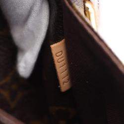 Pre Owned Louis Vuitton Menilmontant MM Brown Monogram Leather Crossbody Bag