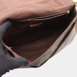 Pre Owned Louis Vuitton Menilmontant PM Brown Monogram Canvas Crossbody Bag