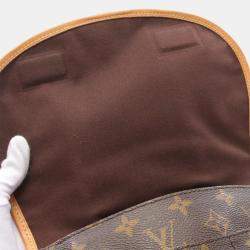 Pre Owned Louis Vuitton Menilmontant PM Brown Monogram Leather Crossbody Bag