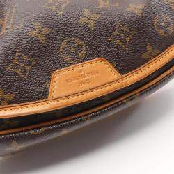 Pre Owned Louis Vuitton Menilmontant PM Brown Monogram Leather Crossbody Bag