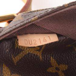 Pre Owned Louis Vuitton Menilmontant PM Brown Monogram Leather Crossbody Bag