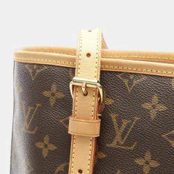 Pre Owned Louis Vuitton Bucket 27 GM Brown Monogram Canvas Shoulder Tote Bag