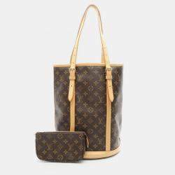 Pre Owned Louis Vuitton Bucket 27 GM Brown Monogram Canvas Shoulder Tote Bag