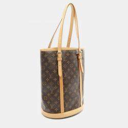 Pre Owned Louis Vuitton Bucket 27 GM Brown Monogram Canvas Shoulder Tote Bag
