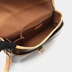 Pre Owned Louis Vuitton Sologne Brown Monogram Leather Crossbody Bag