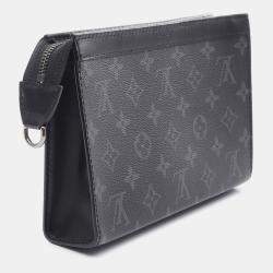 Pre Owned Louis Vuitton Gaston Grey Monogram Eclipse Canvas Wearable Wallet 