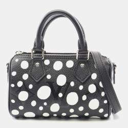 Pre Owned Louis Vuitton x YK Nano Speedy Black White Leather Shoulder Bag