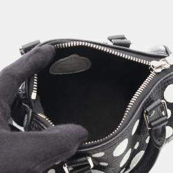 Pre Owned Louis Vuitton x YK Nano Speedy Black White Leather Shoulder Bag