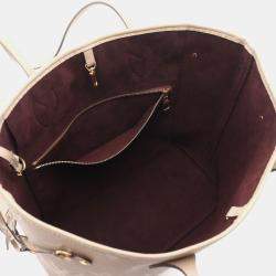 Pre Owned Louis Vuitton Neverfull MM Beige Monogram Empreinte Leather Tote Bag