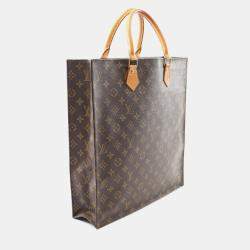 Pre Owned Louis Vuitton Sac Plat Brown Monogram Canvas Leather Tote Bag