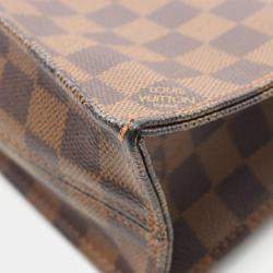 Pre Owned Louis Vuitton Sac Plat Damier Ebene Canvas Tote Bag