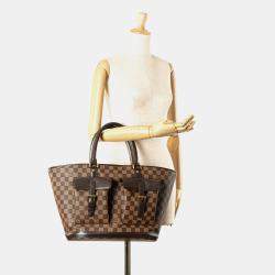Pre Owned Louis Vuitton Manosque GM Brown Damier Ebene Tote