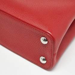 Pre Owned Louis Vuitton Red Leather Capucines BB Bag