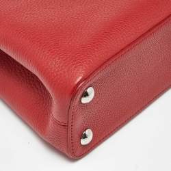 Pre Owned Louis Vuitton Red Leather Capucines BB Bag