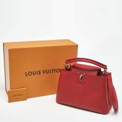 Pre Owned Louis Vuitton Red Leather Capucines BB Bag