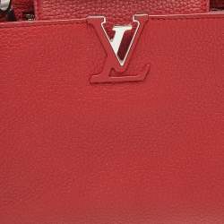 Pre Owned Louis Vuitton Red Leather Capucines BB Bag
