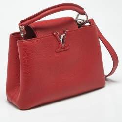 Pre Owned Louis Vuitton Red Leather Capucines BB Bag