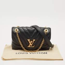 Pre Owned Louis Vuitton Black Leather New Wave Chain MM Bag