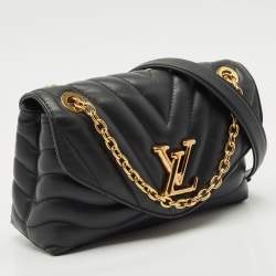 Pre Owned Louis Vuitton Black Leather New Wave Chain MM Bag
