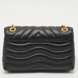 Pre Owned Louis Vuitton Black Leather New Wave Chain MM Bag