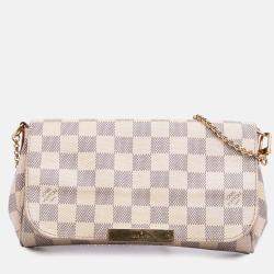 Pre Owned Louis Vuitton White Damier Azur Favorite PM