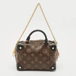 Pre Owned Louis Vuitton Black Monogram Canvas and Leather Petite Malle Souple Bag
