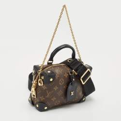 Pre Owned Louis Vuitton Black Monogram Canvas and Leather Petite Malle Souple Bag