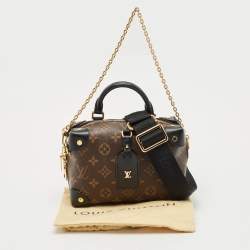 Pre Owned Louis Vuitton Black Monogram Canvas and Leather Petite Malle Souple Bag