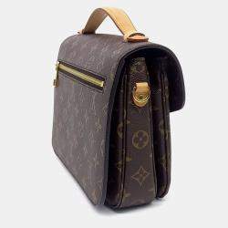 Pre Owned Louis Vuitton Brown Coated Canvas Monogram Pochette Metis