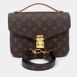 Pre Owned Louis Vuitton Brown Coated Canvas Monogram Pochette Metis