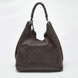 Pre Owned Louis Vuitton Brown Monogram Mahina Leather Carmel Bag