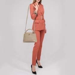 Pre Owned Louis Vuitton Beige Taurillon Leather Capucines BB Bag
