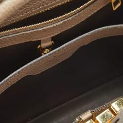 Pre Owned Louis Vuitton Beige Taurillon Leather Capucines BB Bag