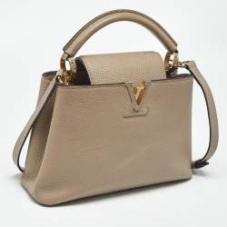 Pre Owned Louis Vuitton Beige Taurillon Leather Capucines BB Bag