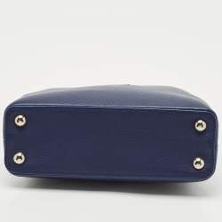 Pre Owned Louis Vuitton Navy Blue/Beige Leather and Python Capucines BB Bag