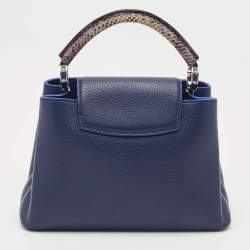 Pre Owned Louis Vuitton Navy Blue/Beige Leather and Python Capucines BB Bag