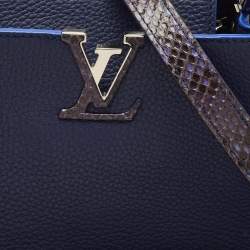Pre Owned Louis Vuitton Navy Blue/Beige Leather and Python Capucines BB Bag