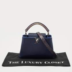 Pre Owned Louis Vuitton Navy Blue/Beige Leather and Python Capucines BB Bag