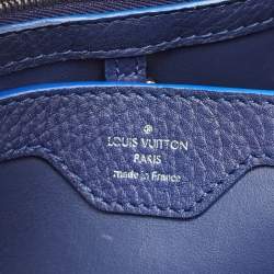Pre Owned Louis Vuitton Navy Blue/Beige Leather and Python Capucines BB Bag